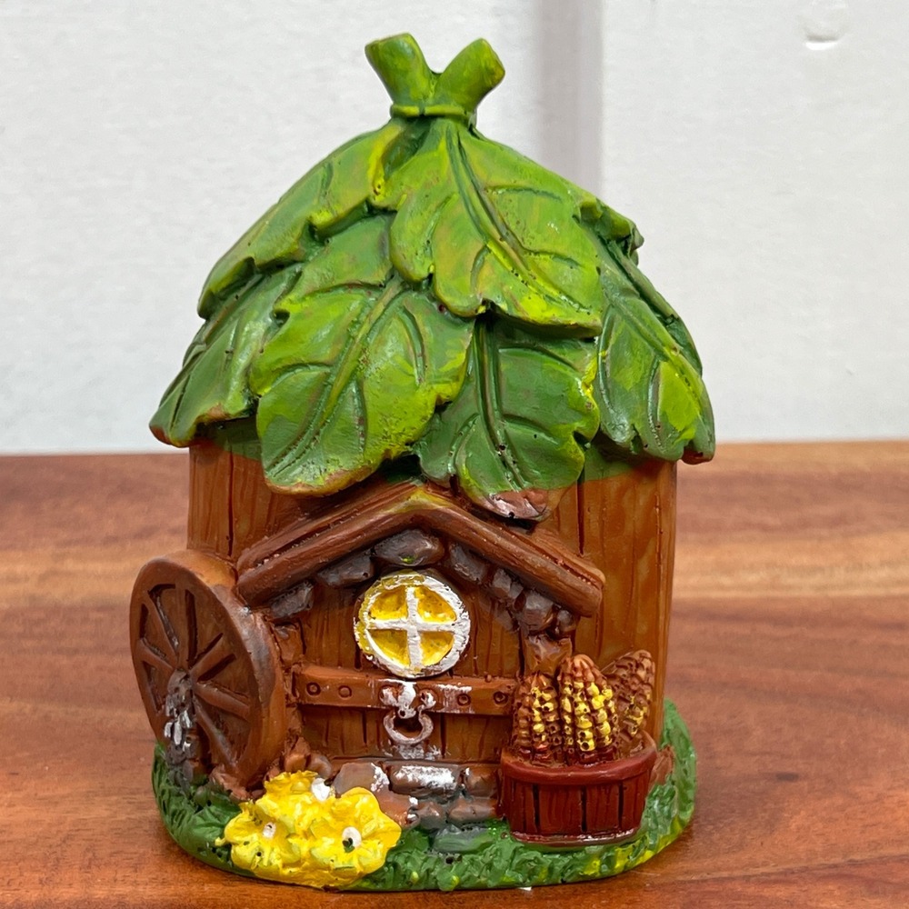Greenbrier Fairy Garden Forest Figurine Miniature Leaf Roof House 362217 B-2